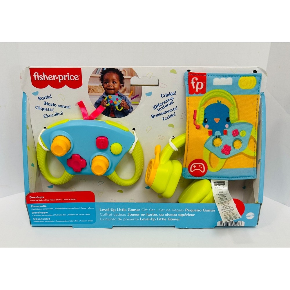 Fisher-Price Level-Up Little Gamer Gift Set HYR57 Blue Yellow 3pc Baby Toy NEW